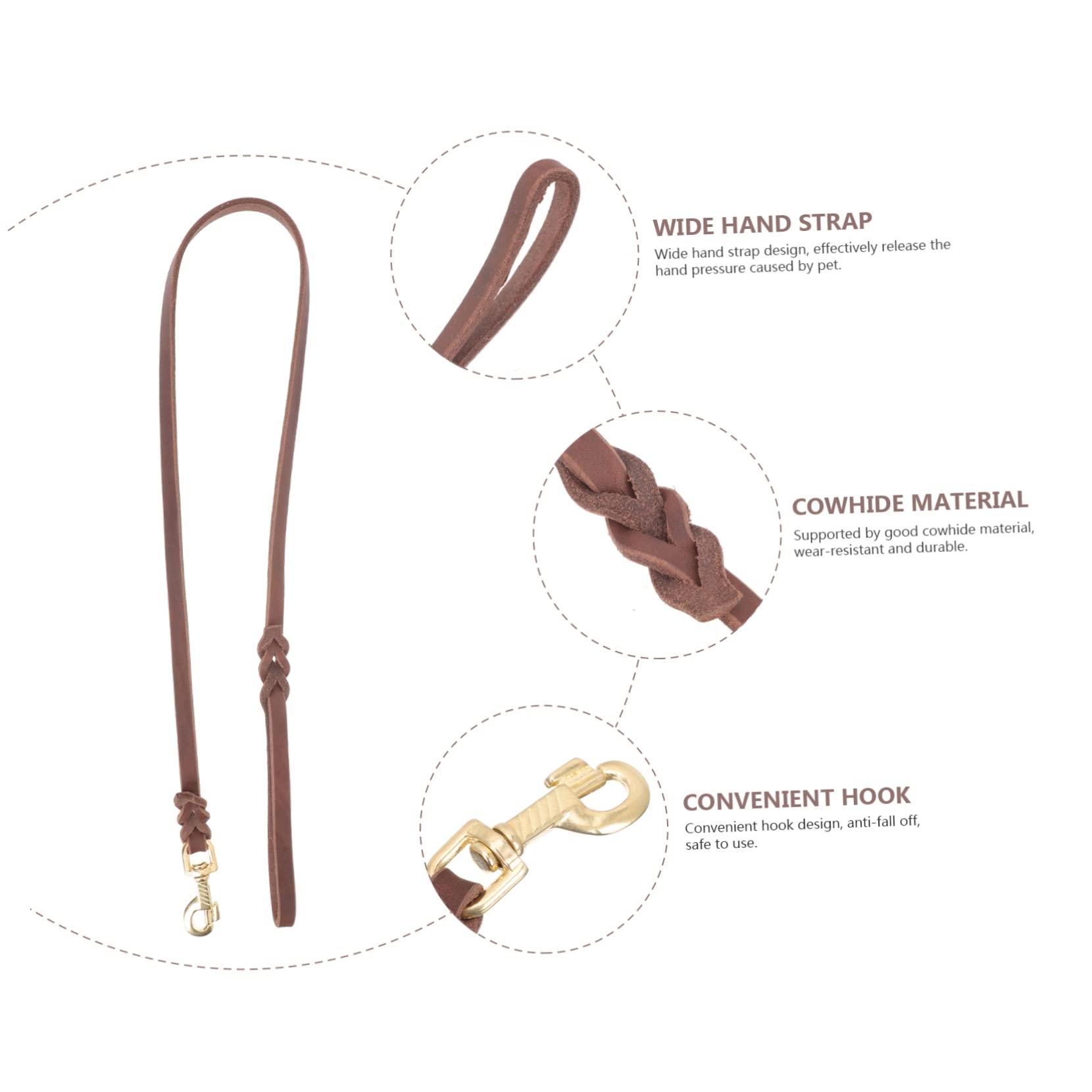 2 Piezas Correa de Perro Mascota Correas para pasear Perros Correa de Gato Cachorro Cuerda para pasear Perros Correa para Perros Grandes portátil cinturón Anillo de Cadena Cuero