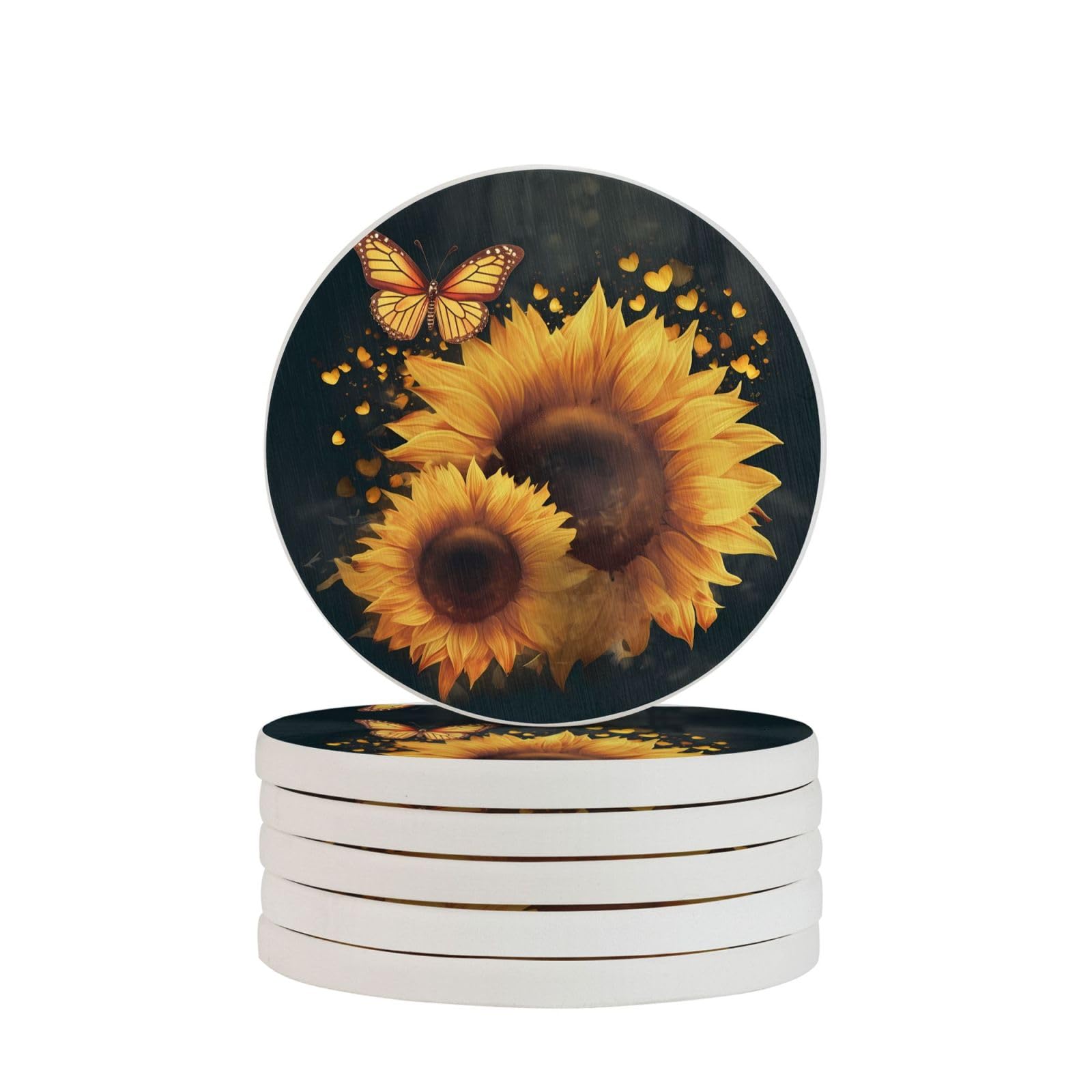 Dessous de verre en diatomite pour home café et bar tapis de tasse tournesols