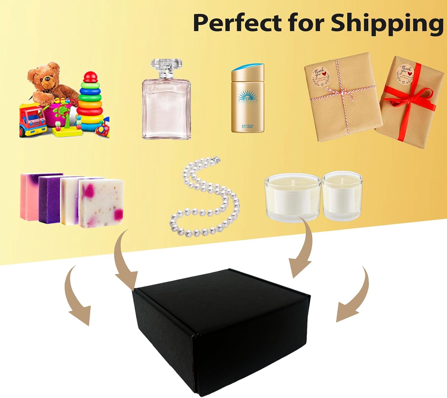 Small Shipping Boxes 5x5x2, Set of 50, Black Corrugated Cardboard Box Mailer (YD552-50BK)