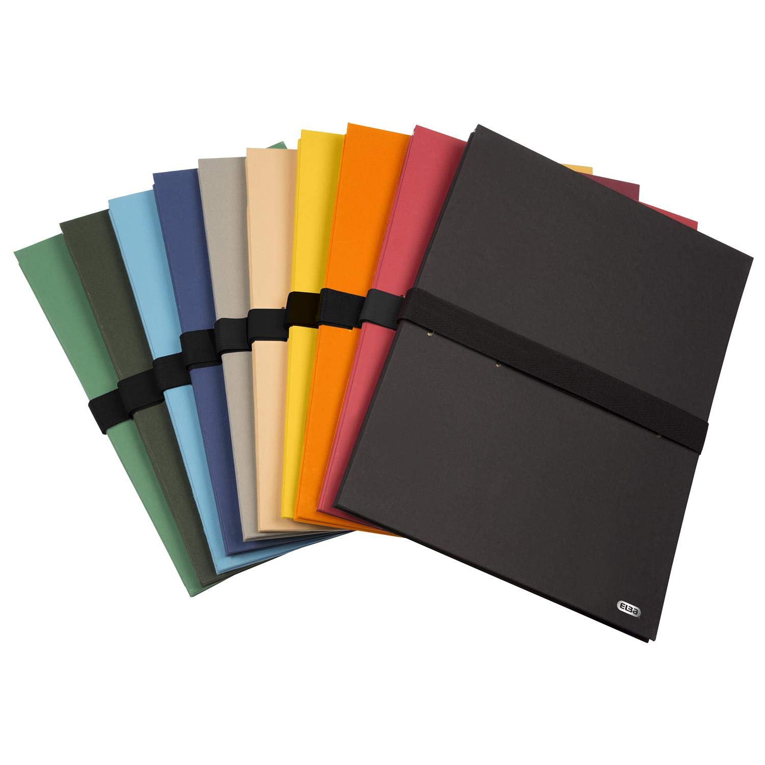OXFORD Lot de 10 chemises sangle extensible 24x32 papier toile assorties