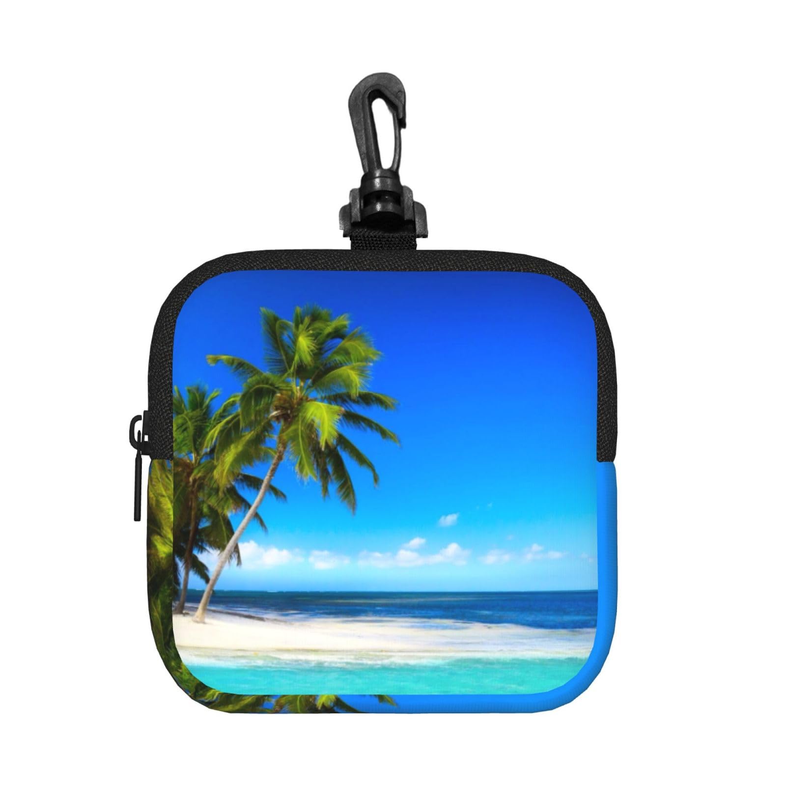 Palm Trees And Clear Sea Print Square Storage Bag Travel Toiletry Cosmetic Organizer Pouch Lightweight Reusable