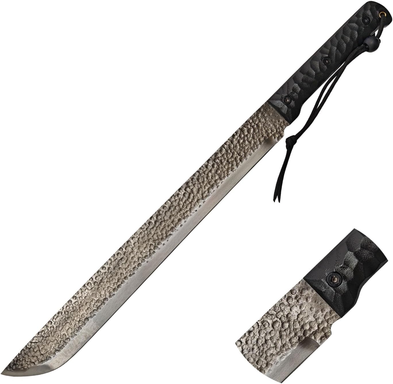 Sword Manganese Steel Knife Fixed Blade, Plastic Handle Leather Sheath 23.6 Inches Not Sharp
