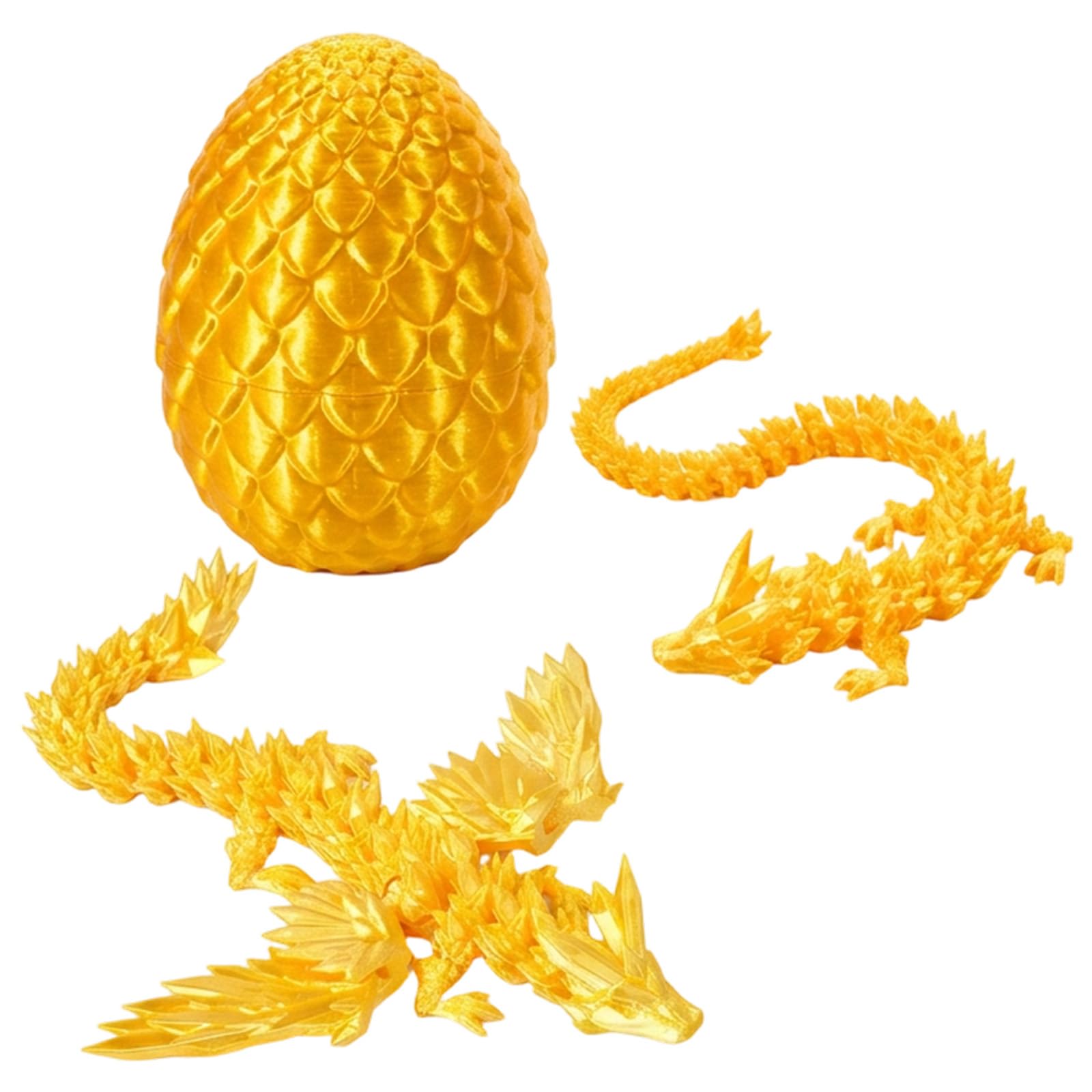 GETFACAI 2 PCS Dragon Egg, 3D Dragon Eggs with Dragon Inside, Fantasy Creative Tools for Stress Relief and Collection, 13cm Golden Egg with 30cm Crystal Dragon and 22cm Winged Crystal Dragon Set
