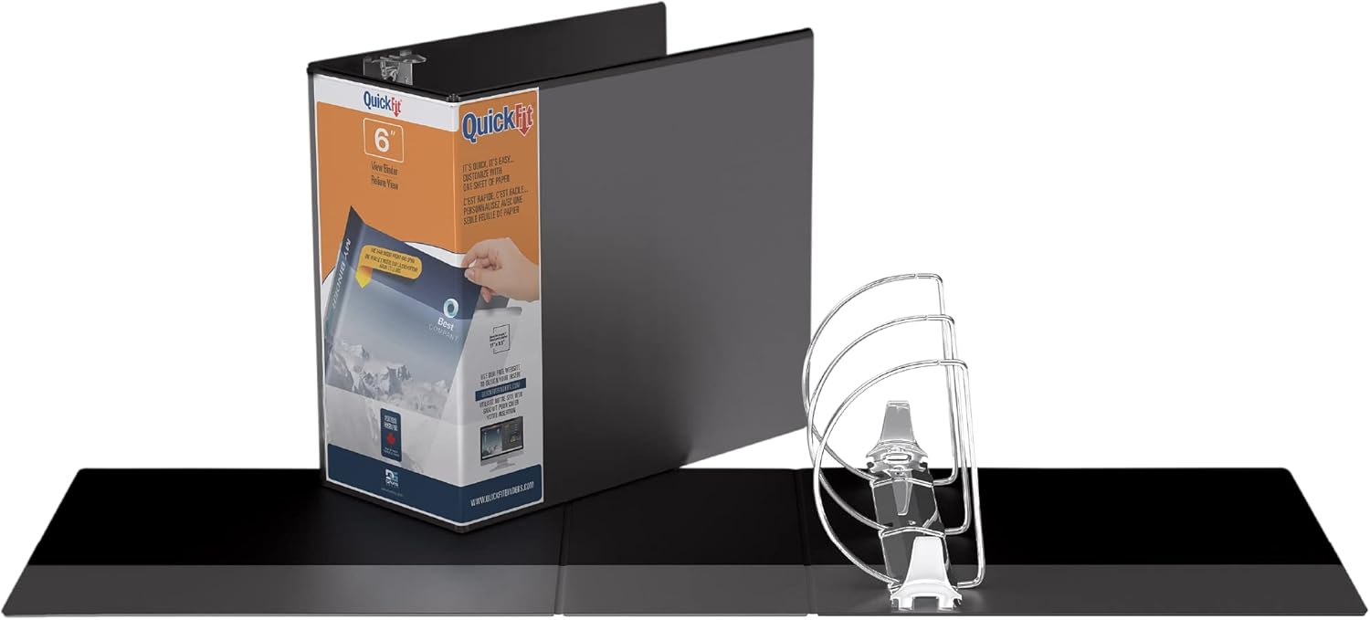 QuickFit View Binder, 3Ring Binder, Angle D Ring, 6Inch, Black, Pack