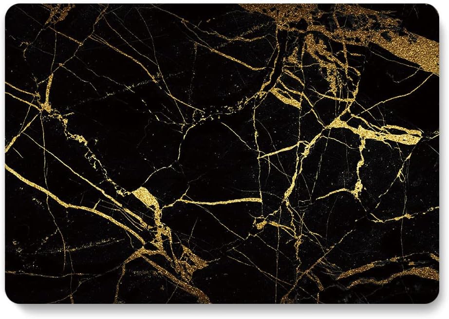Laptop Case Compatible With New MacBook Pro 15 Inch 2019 2018 2017 2016 Release A1990 A1707 With Touch Bar and Touch ID, Plastic Hard Shell Cover & Keyboard Cover Skin - Black Gold Marble