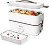 MITORI 2-Tier Corona Infection Suppression High-Speed Bento Rice Cooker 0.5-1.5 cups 1-in-3 Function: Steam, Cook, Warm - White