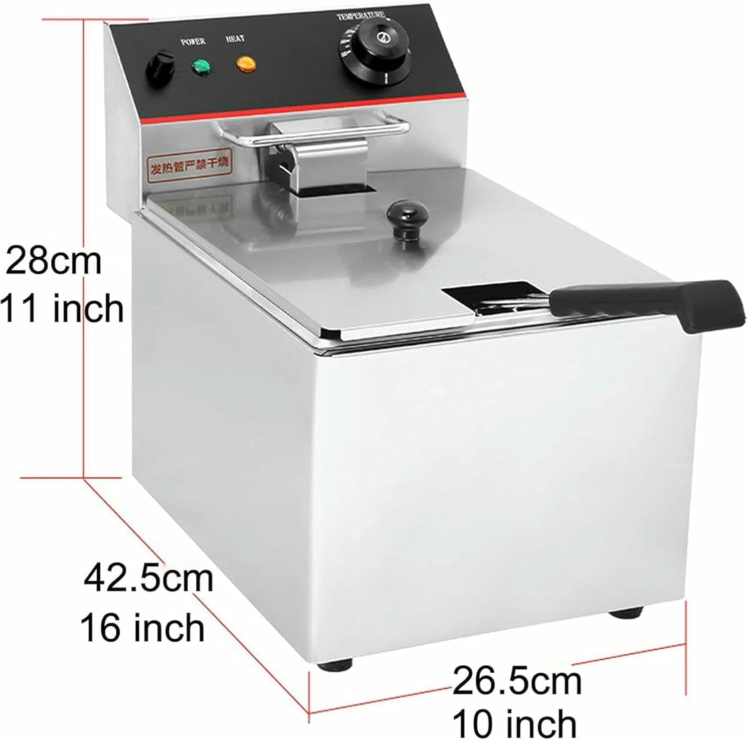 Commercial Electric Fryer with Basket, Countertop Induction Oil Fish Deep Fryer, with Temperature Control Function, for Commercial and Home Use~/