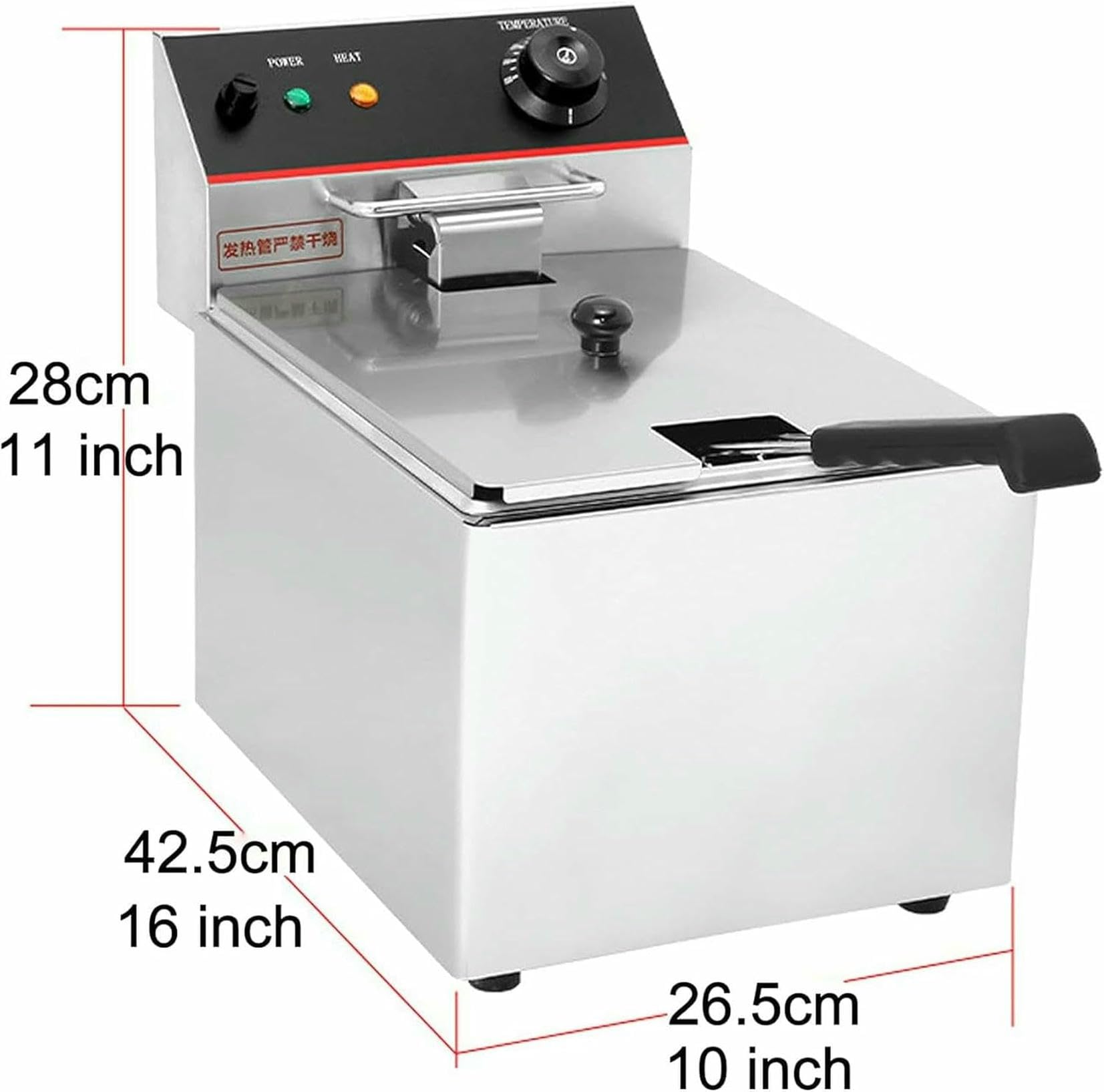 Freidora Eléctrica Comercial con Canasta, Freidora Profunda De Pescado De Aceite De Inducción De Encimera, con Función De Control De Temperatura, para Uso Comercial Y Doméstico ~/