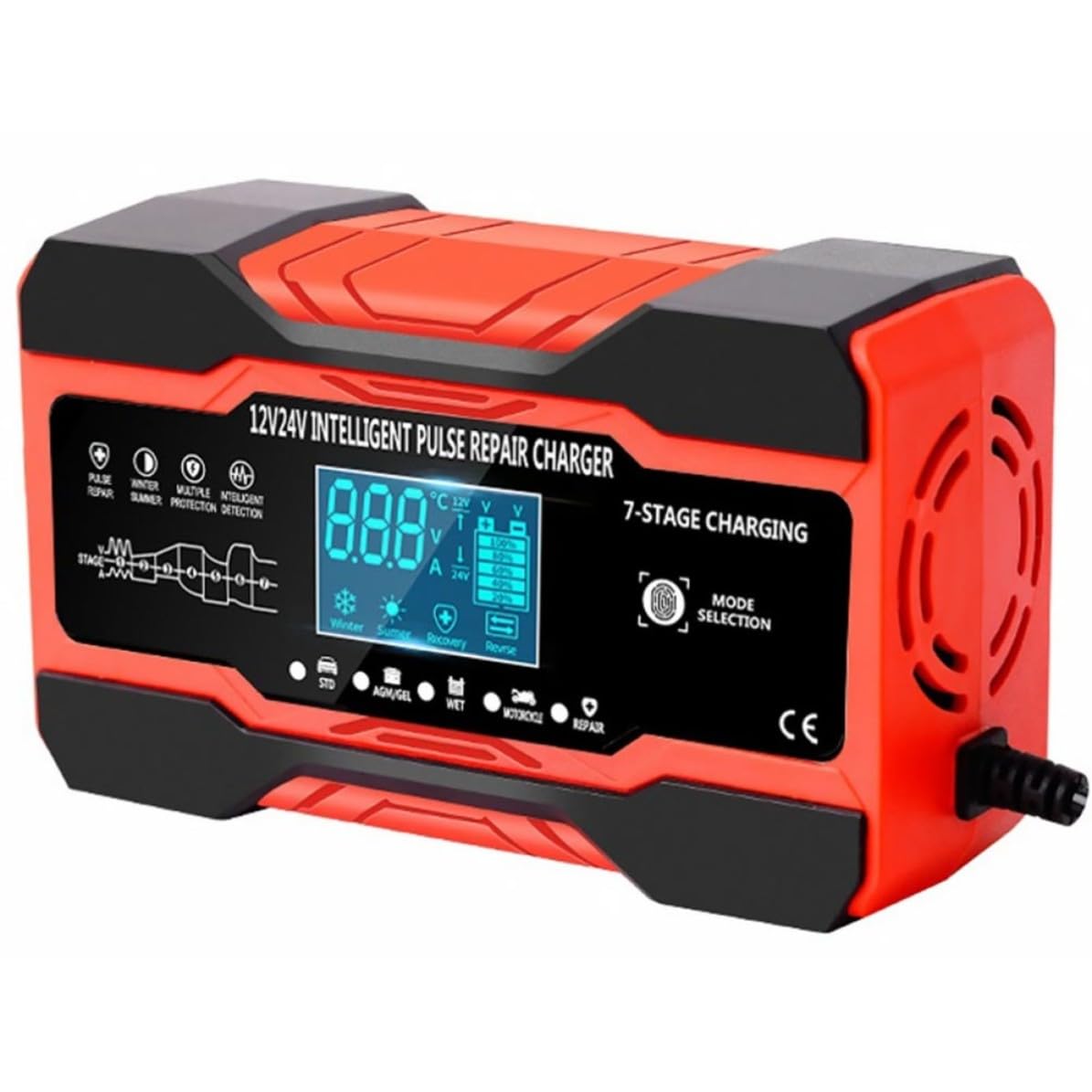 Caricabatteria da Auto e Moto V24v Intelligente Display Digitale