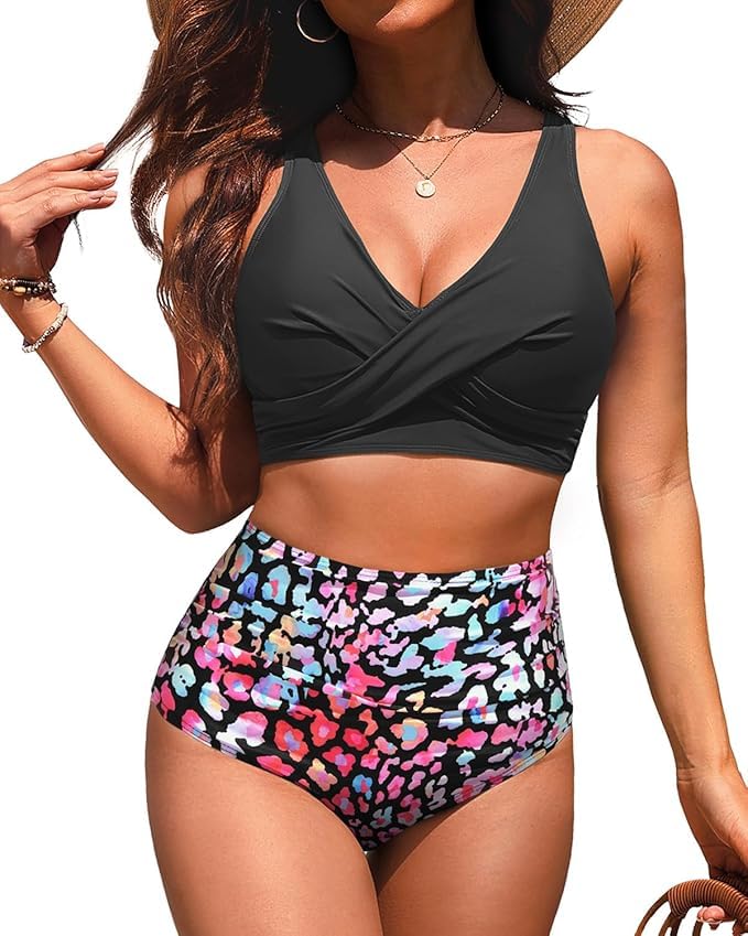 Yonique High Waisted Two Piece Swimsuit-Womens Bikini Set Tummy Control Bathing Suit Modest Full Coverage Bikini 2025