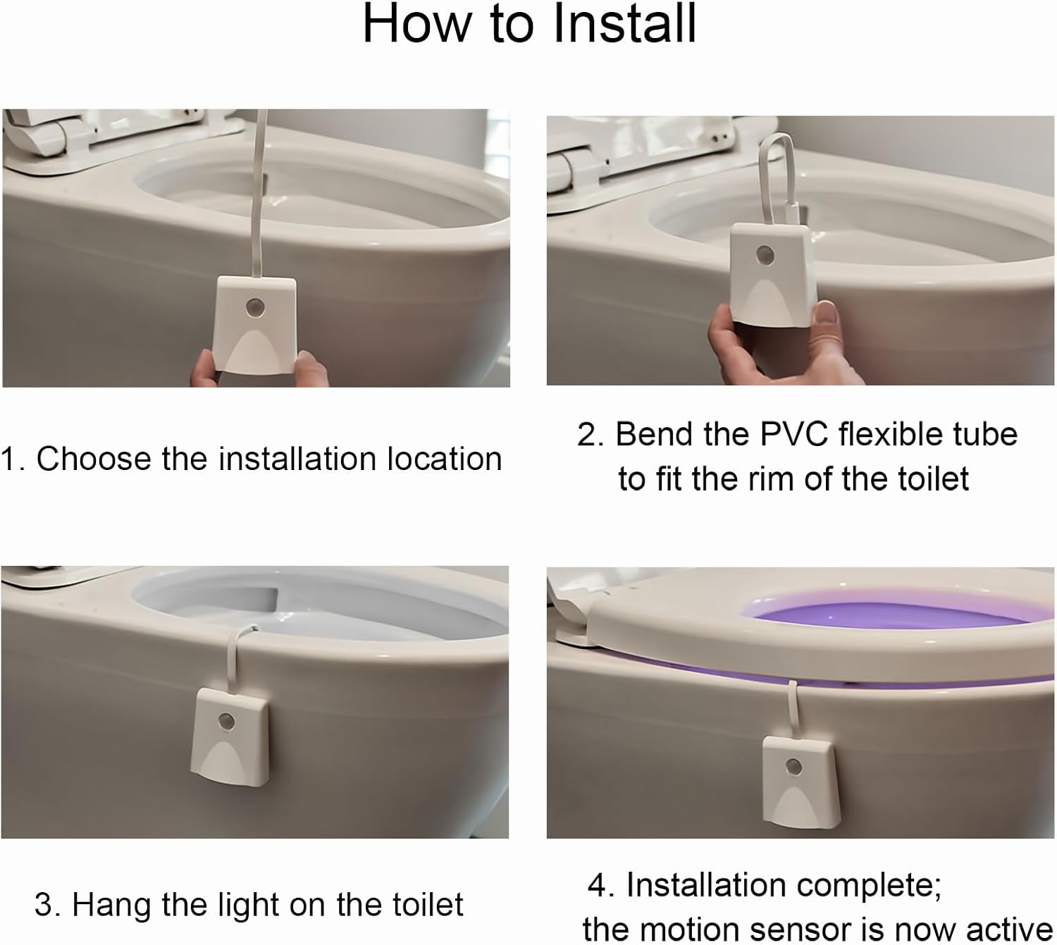 2 Pack Toilet Night Light Motion Sensor Activated Lamp with 16 Colors Changing Rechargeable Star Projector Waterproof for Bathroom Decor Home image 5