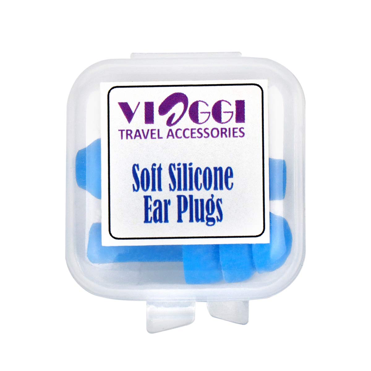 VIAGGI Soft Silicone Blue Ear Plugs Noise Reduction for Sleeping, Meditation, Swimming Adult and Child- 2 Sets 2