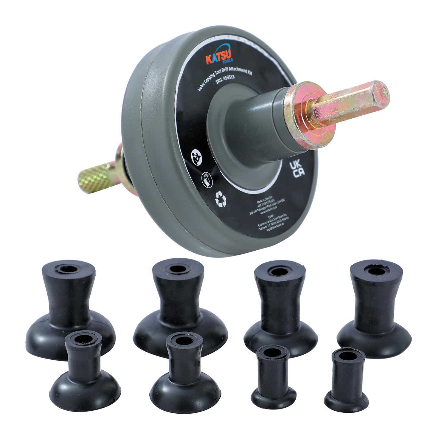 KATSU Tools Outil de rodage de soupape - Kit de fixation pour perceuse - Vanne de meulage de petit moteur avec 8 aspirations - Économie de main-d'œuvre - 450313