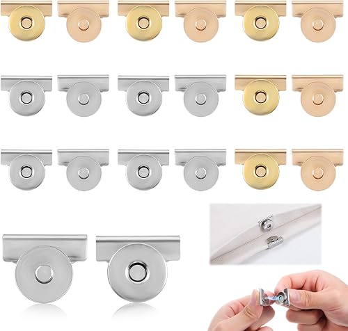 10 Pair Seamless Magnetic Buckle Clasp, Magnetic Snaps Buttons No-Sewing Metal Snap Buttons Closures for Purses Totes Purse HandbagClothing Bags DIY Crafts
