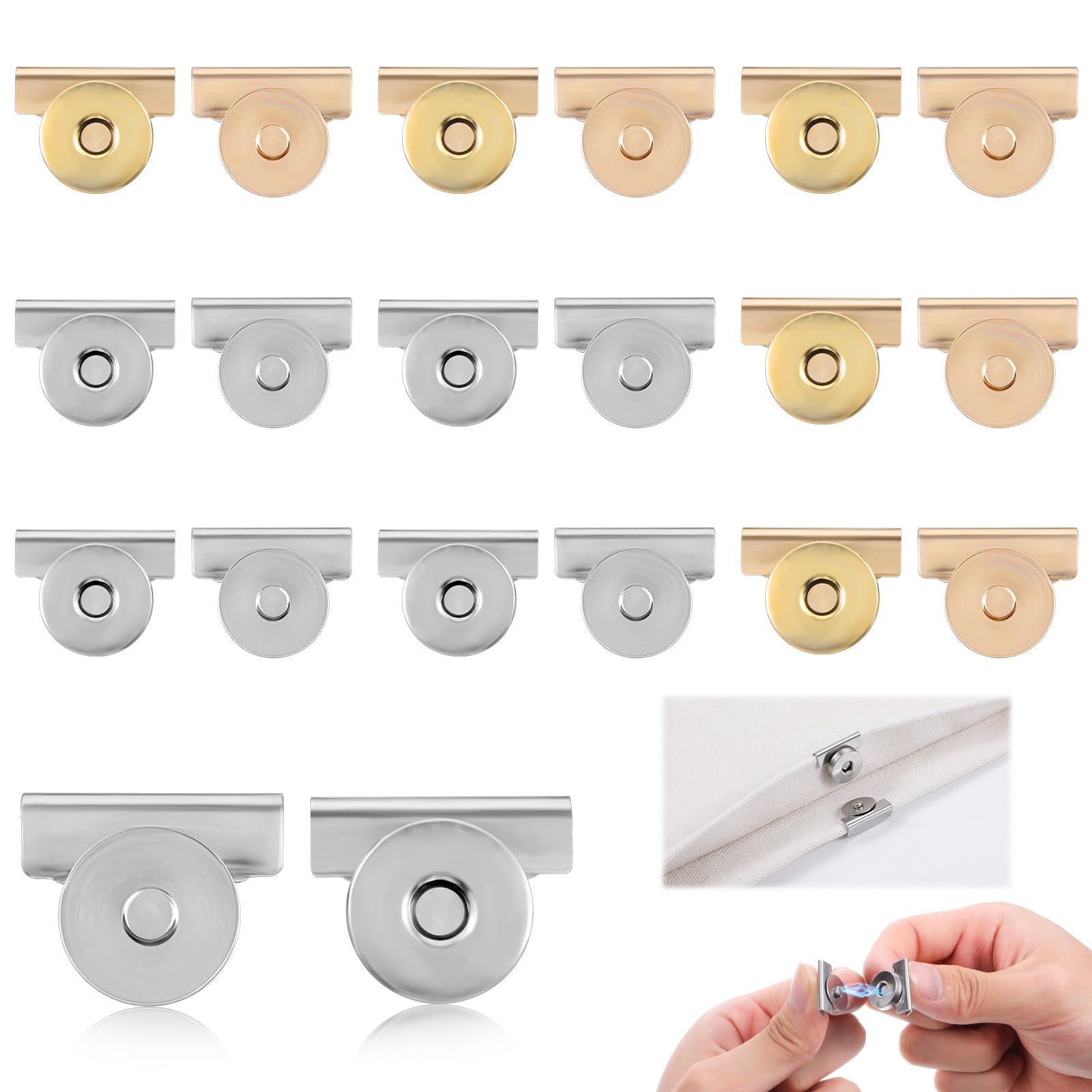 Photo 1 of 10 Pair Metal Snaps Buttons, Seamless Magnetic Buckle Clasp No-Sewing Metal Snap Buttons Closures for Purses Totes Purse HandbagClothing Bags DIY Crafts