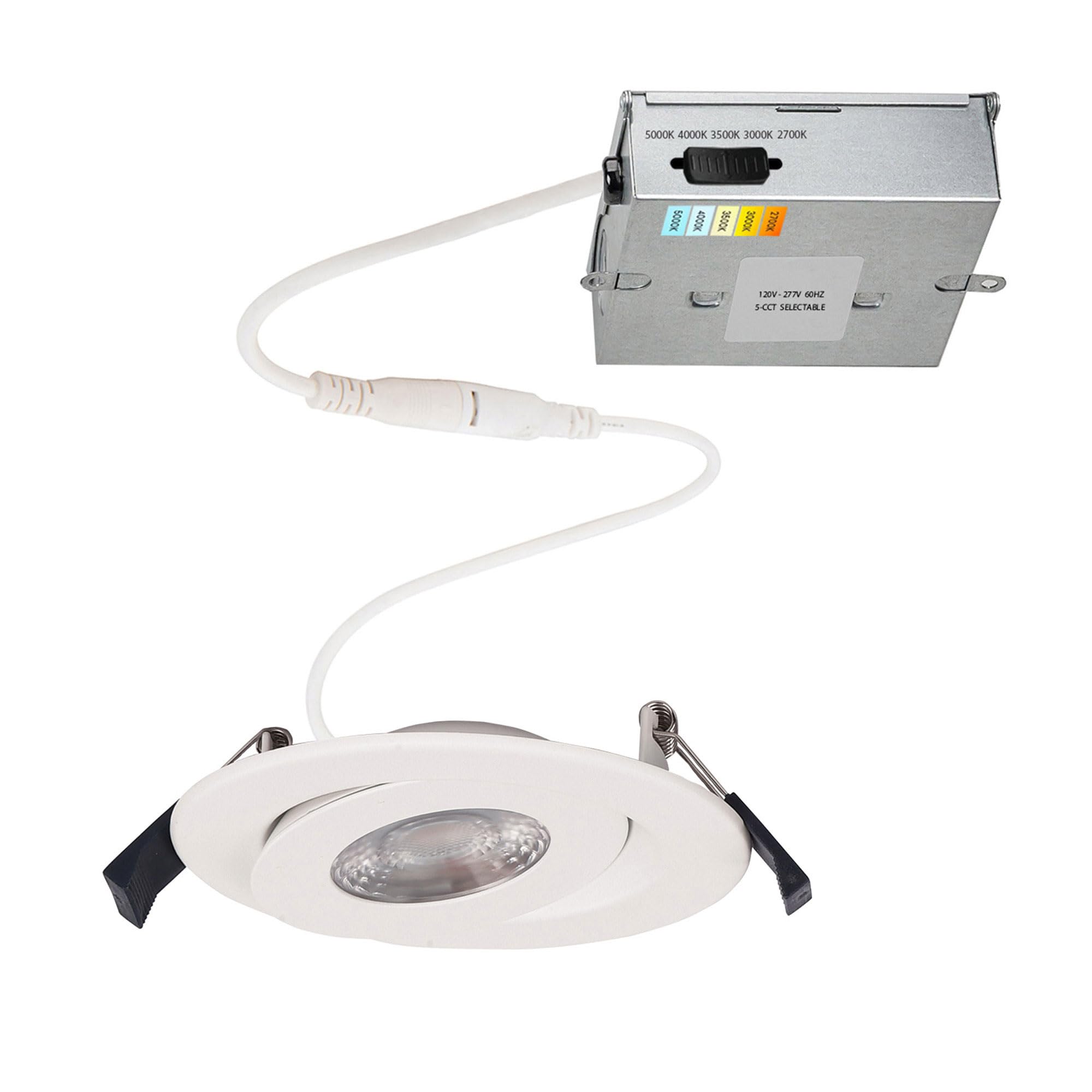 WAC Lighting Lotos 4in LED Round Adjustable Recessed Light 5-CCT Selectable 9W 700 Lumens IC-Rated Airtight 120V-277V Universal in White