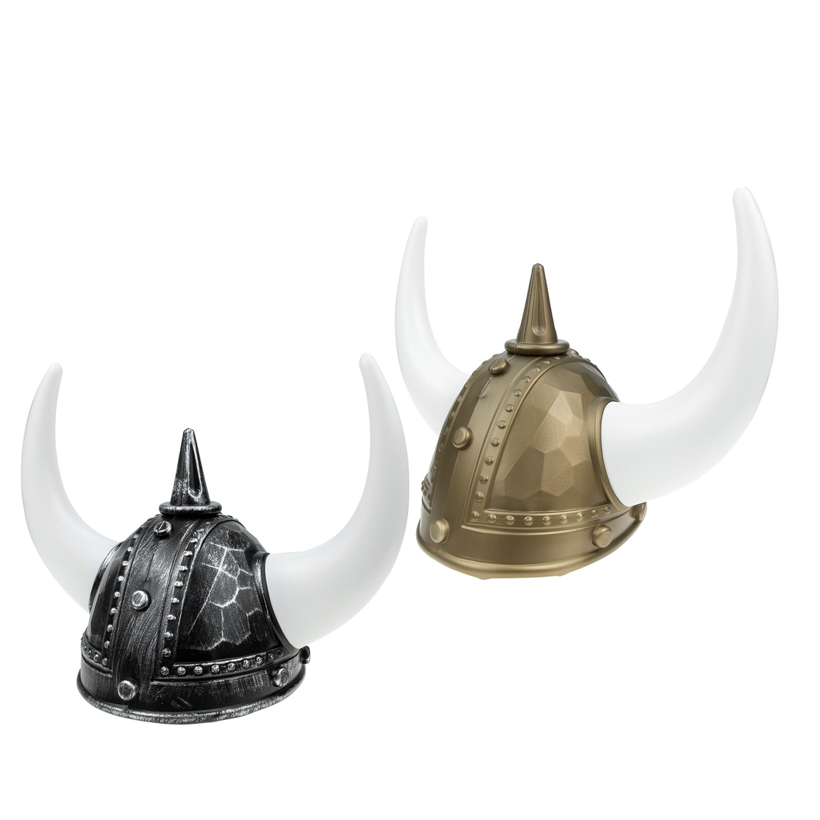 2 Pezzi Cappelli Viking con Corna Dorate e Argentate Accessori Costume per Festa di Halloween e Carnevale Cappello Pirata Norreno per Adulti Uomo Leggero e Facile da Indossare