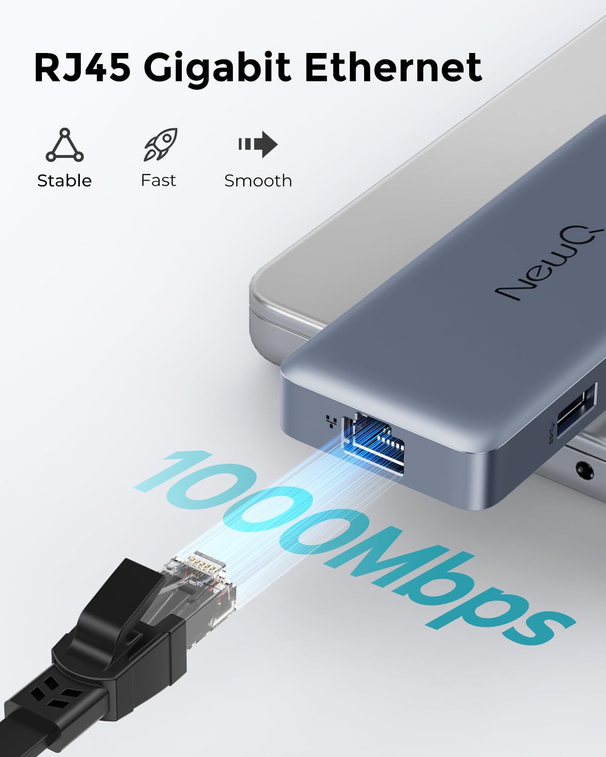 NewQ Stacja dokująca USB-C 140 W, koncentrator 4K 60 Hz HDMI, USB-A 3.2, USB-C 3.2, Gigabit Ethernet, wejście PD 140 W, SD/TF 4.0 gniazdo 300 Mbit/s, kompatybilna z Thunderbolt 3/4/5, do MacBook