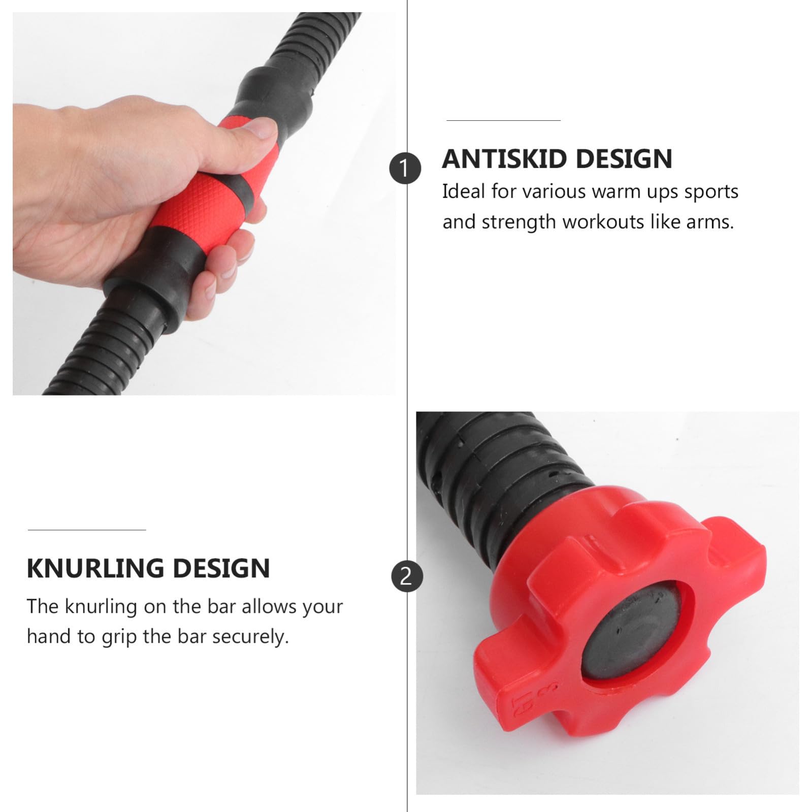 Ciieeo Barra Manubri da 50 CM in e Plastica, Set 2 Collari Spinlock, Adatta per Allenamento Addominali e Schiena in Palestra, Colore Casuale