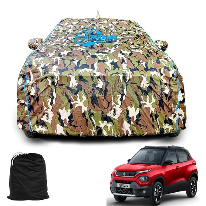 GARREGE® Tata Punch Car Body Cover Waterproof with Mirror and Back Antenna Pocket and Soft Cotton Lining (Full Bottom Elas...