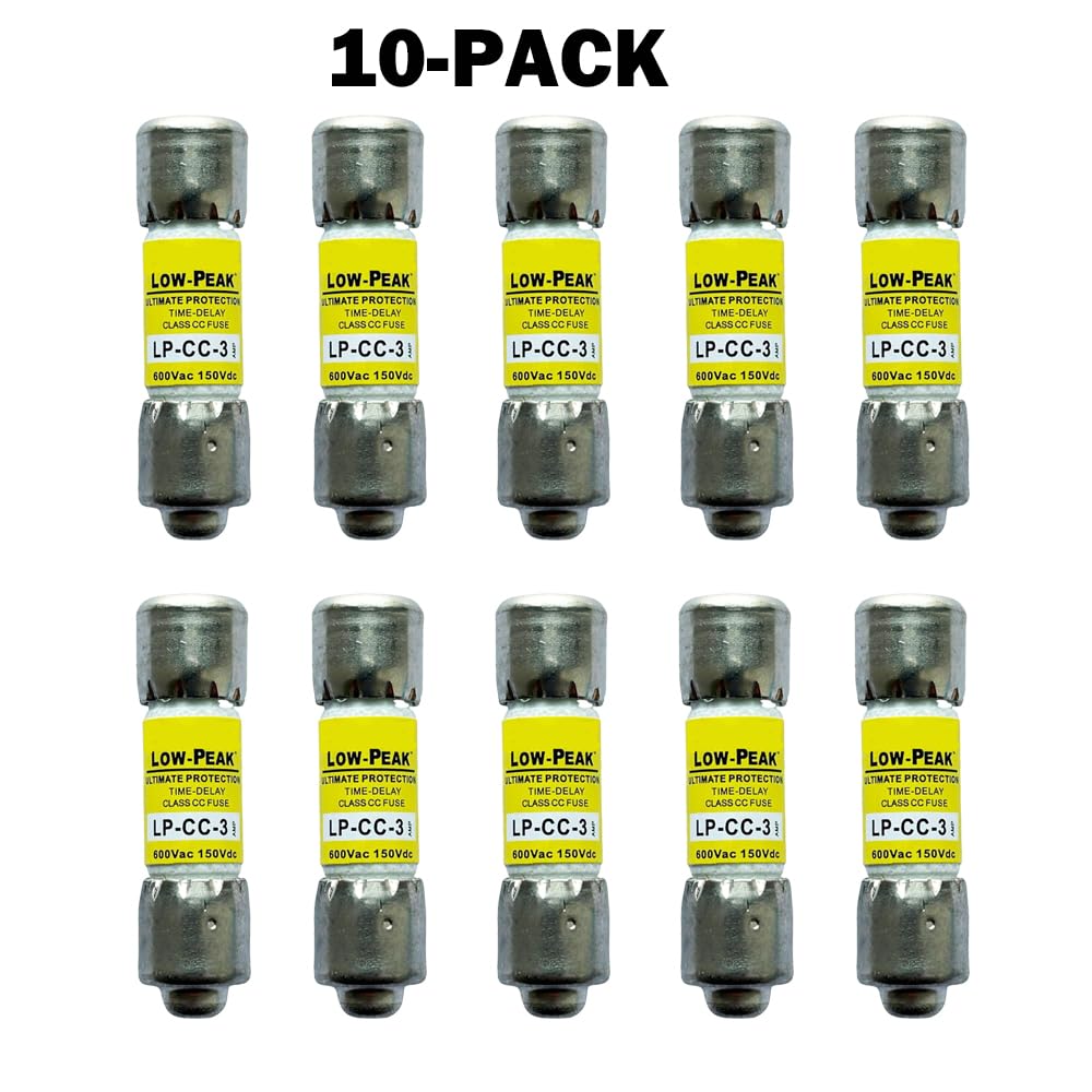 10-Pack New LP-CC-3 LP-CC-3A LP-CC 3A 600Vac Time Delay Fuse,LP-CC-3A Current Limiting Class CC Rejection Cartridge Fuses