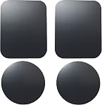 Replacement Metal Plates Set 4 Pack for Magnetic Car Phone Holders, Wall, Air Vent Mounts, Cases, Magnets. Kit of 2 Black Round and 2 Rectangular Iron Discs Without Holes. 3M Adhesive Backing.