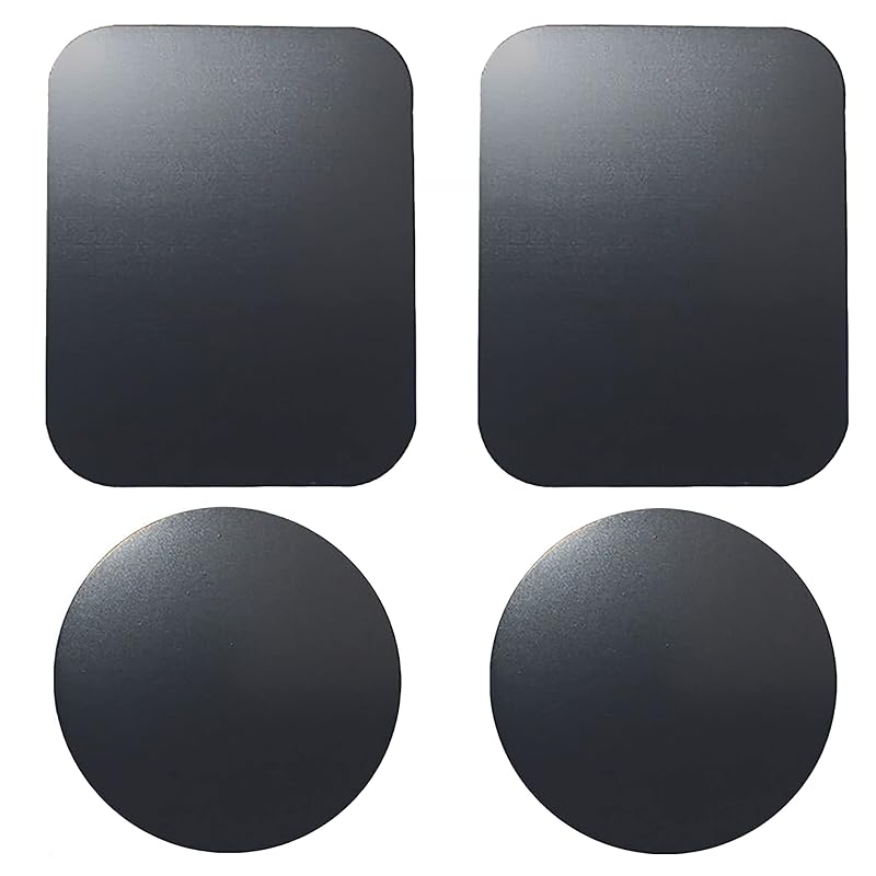 Kit de Placas Metálicas para Suporte Magnético de Celular SALEX, 2 Redondas e 2 Retangulares, com Adesivo 3M, 4 Peças