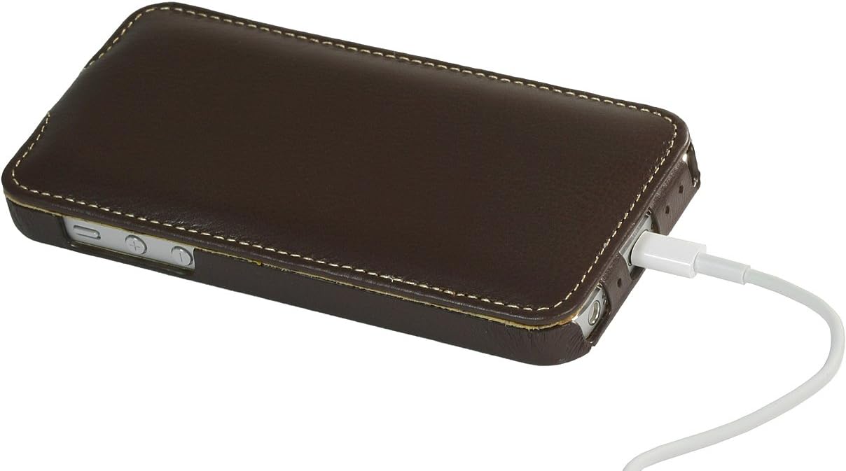 StilGut UltraSlim Genuine Leather Case for Apple iPhone SE & iPhone 5s & iPhone 5, Cognac - Nappa