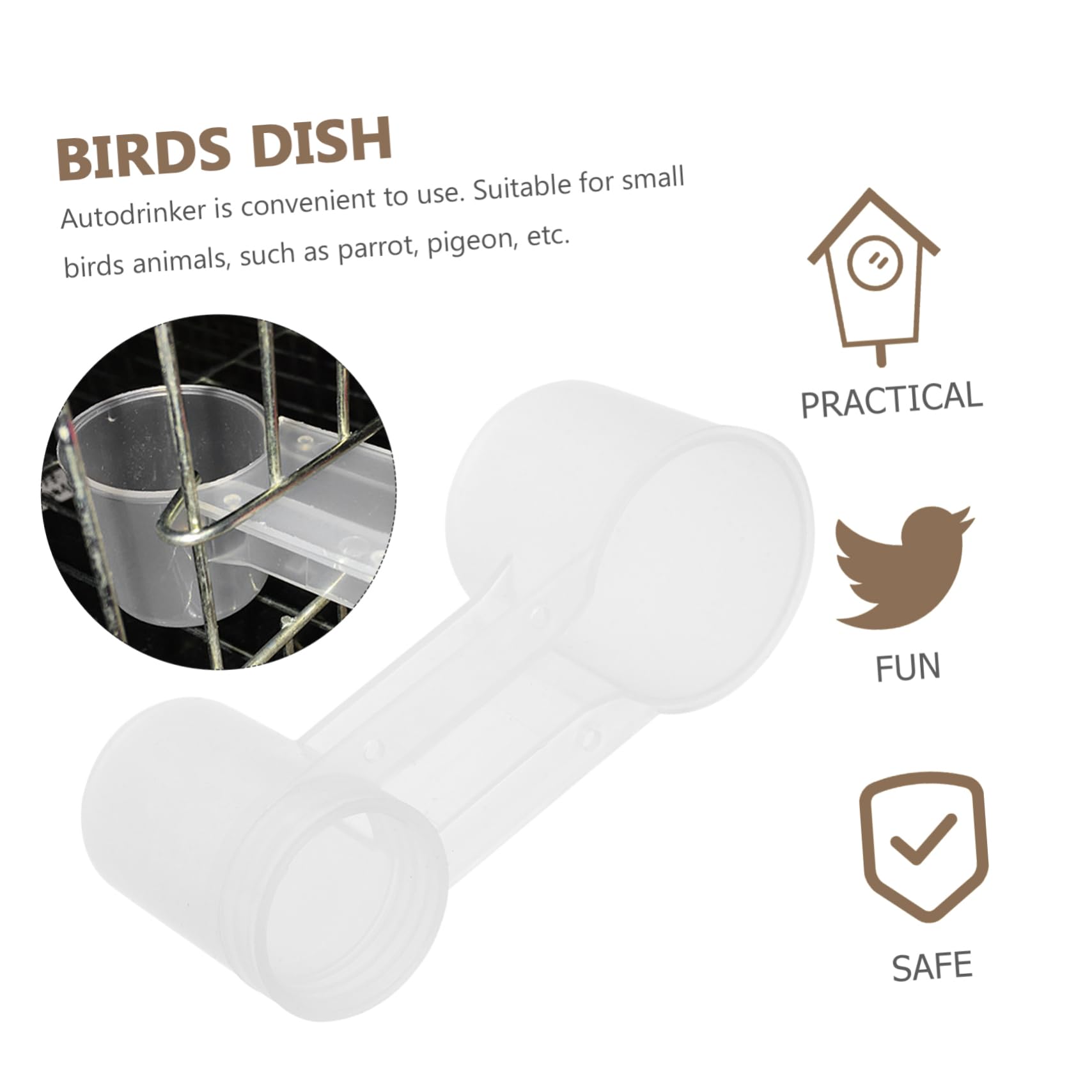 Abbeveratoio per Uccelli a Doppia Bocca, 10 Pezzi, Plastica Bianca | Piccioni e Pappagalli, Beverino Automatico per Voliera, Uso in Negozio di Animali e Zoo, Plastica Bianca