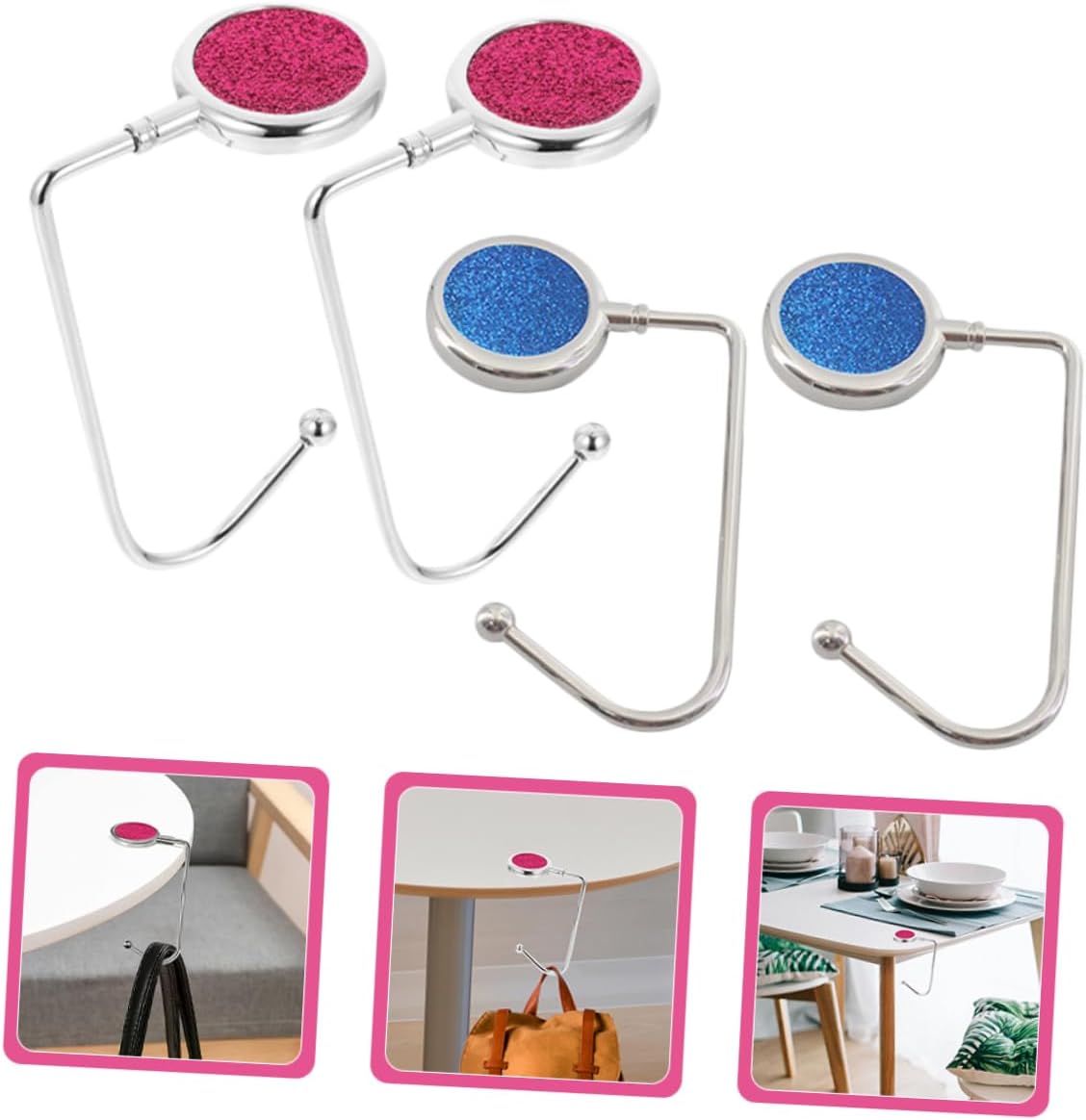2pcs Purse Hanger Table Hook Sturdy Handbag Holder with Non-Slip Grip for Organizing Bags for Travel and Home Use Space-Saving for Backpacks and