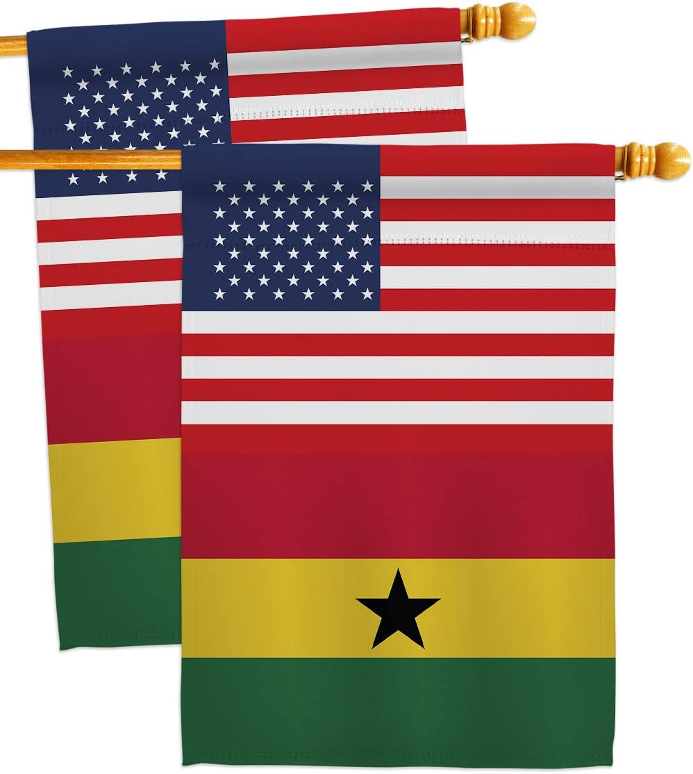 World Cup Ghana USA Friendship Flag Wall Decor 2 Pcs Banner Flag Patio Lawn Garden Room Decorations Outdoor Tapestry Yard Signs Art FIFA Gifts Team Qatar Trophy Soccer Game Football Made in USA