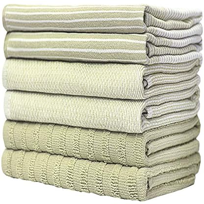 Bumble Küchenhandtücher - Geschirrhandtücher Handtücher Baumwolle – 6er Pack – XL Größe 50 x 70 cm – Edle, Weiche und Robuste Ringspinnbaumwolle in 3 Verschiedenen Texturen (Salbeigrün) – Bild 7