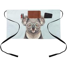 DecorLovee Blue Cola Waitress Apron with 3 Pockets, Funny Animals Modern Art Server Aprons Waterproof Kitchen Restaurant Half Waist Apron for Men Women