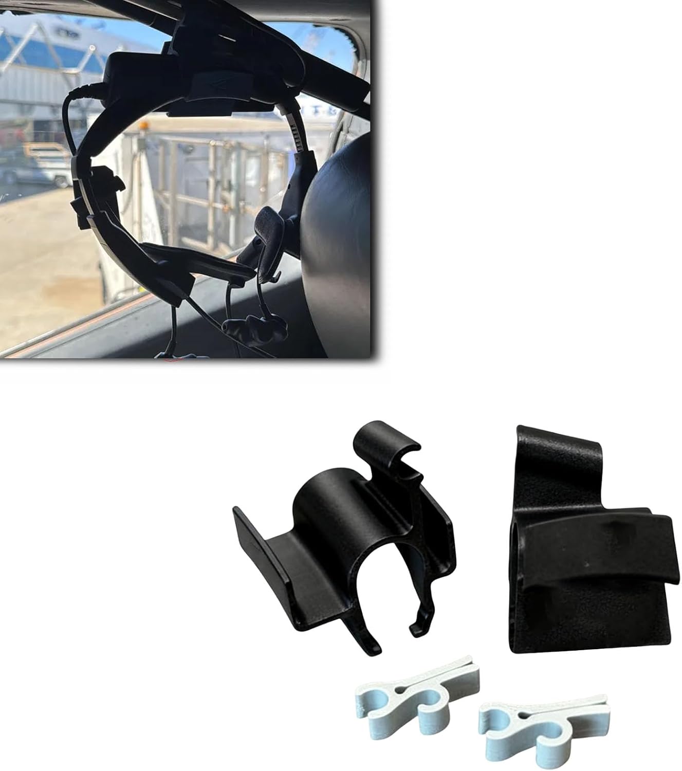 Headset Holder for Bose ProFlight 2, Battery Pack& Cable Management, Visor Clips, Secure Storage& Easy Access- Prevents Overheating& Tangling