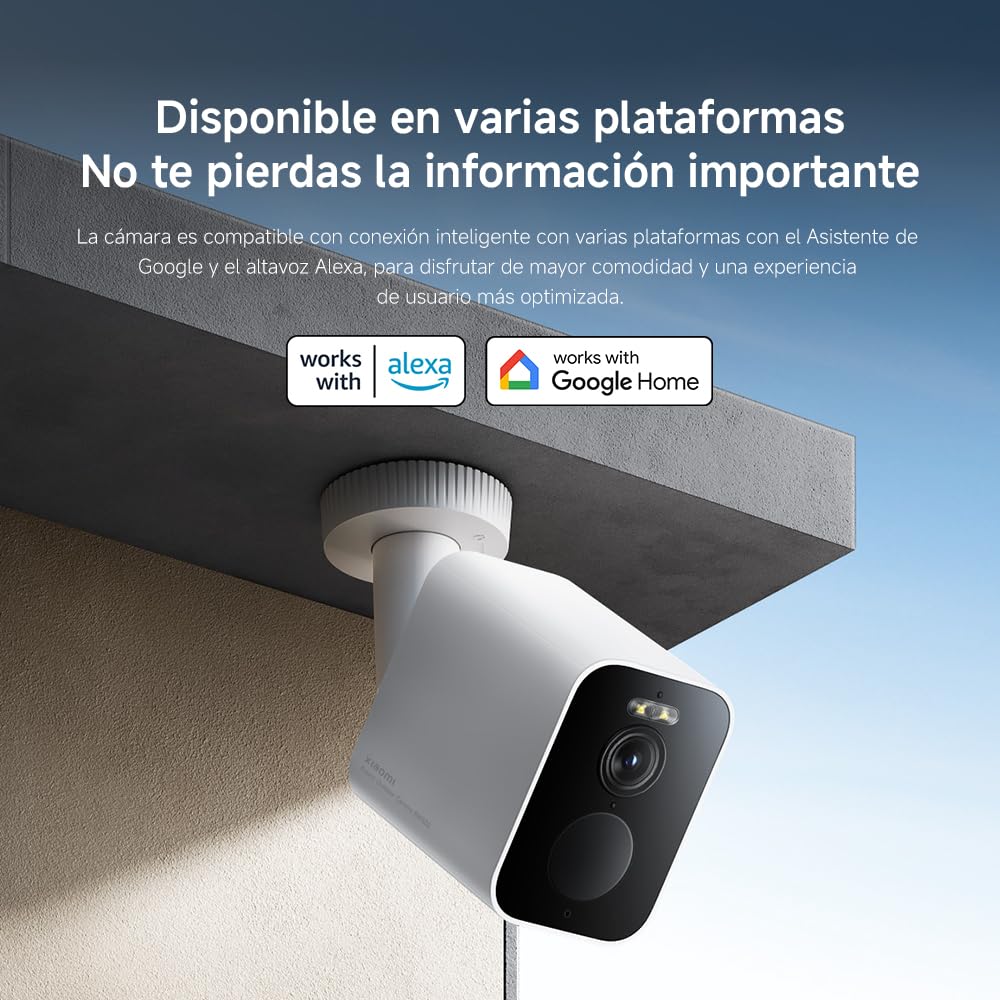 XIAOMI Outdoor Camera BW500, Cámara Exterior con batería de Larga duración, IP67,Resolución de 2,5K y Angulo de 136º, Detector de Movimiento, Visión Nocturna en Color, Placa Solar Opcional