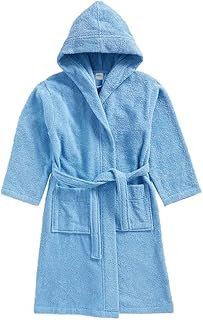 BYFT Daffodil (Light Blue) Premium 8 yr Kids Hooded Bathrobe 100% Terry Cotton