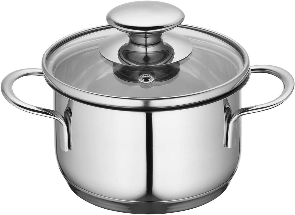 Küchenprofi 2370702816 Pot Stainless Steel with Glass Lid, Silver, 6.25" Diameter