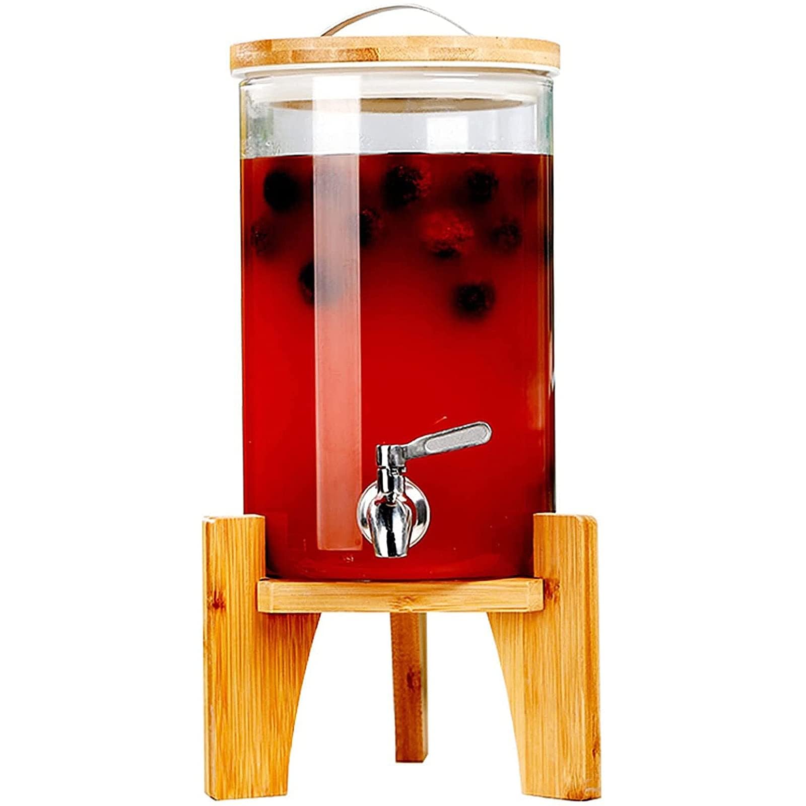 Dispensador de Bebidas de 12l con Grifo de Acero Inoxidable. - Dispensador de Vidrio de Borosilicato Resistente Al Calor. - Dispensador de Limonada Y Jugo para Refrigerador.