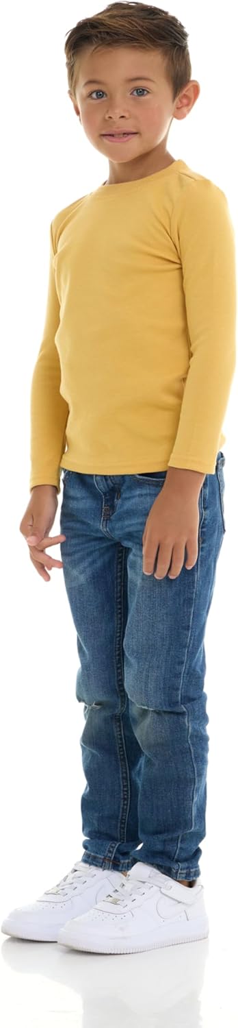Cudlie 5-Pack Toddler Boys’ Solid Long Sleeve Tees– Five Timeless Cotton Blend Crewnecks in Rich, Modern Colors - Image 3