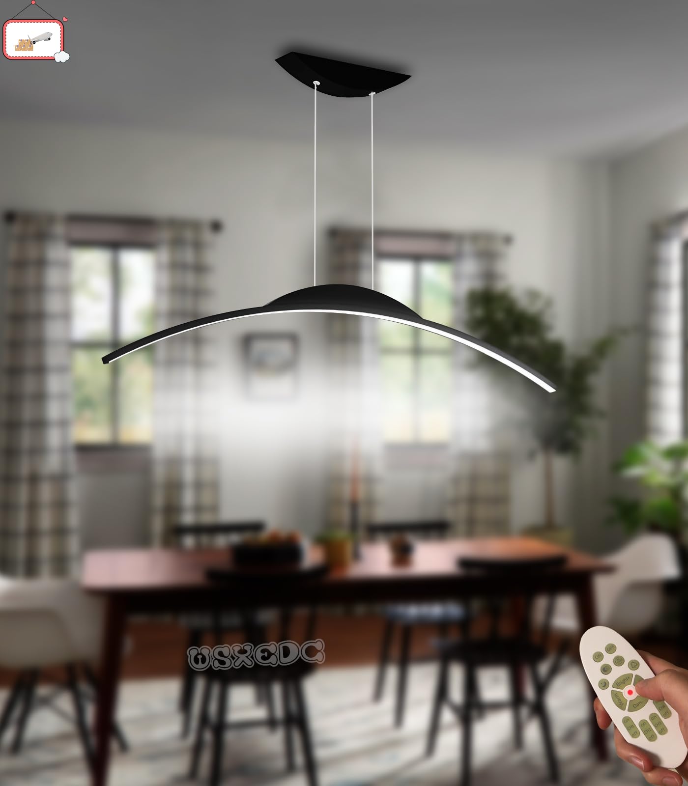 Lampada a sospensione a LED minimalista dimmerabile nera per tavolo da pranzo L80cm Lampada a sospensione a LED design lineare Lampada a sospensione da cucina Lampadario regolabile in altezza Sala da