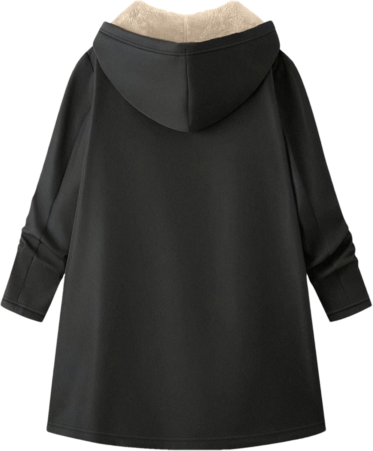 Women's Sherpa Jacket Mid-Long Fleece Lined Hooded Sweatshirt Winter Warm Outerwear - Image 5