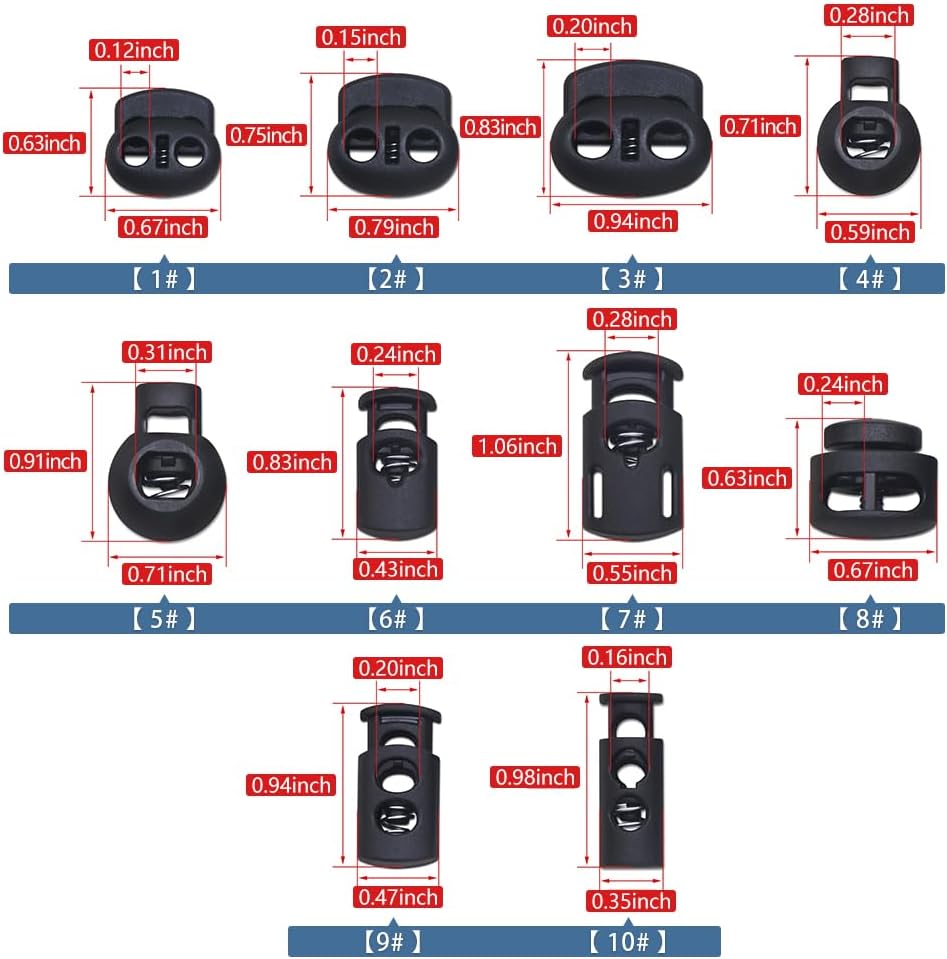 SEMINI Plastic Cord Locks Spring Toggle Stopper Cord Stops Fastener Toggles for Shoelaces, Drawstrings, Bags, Clothing - Image 2