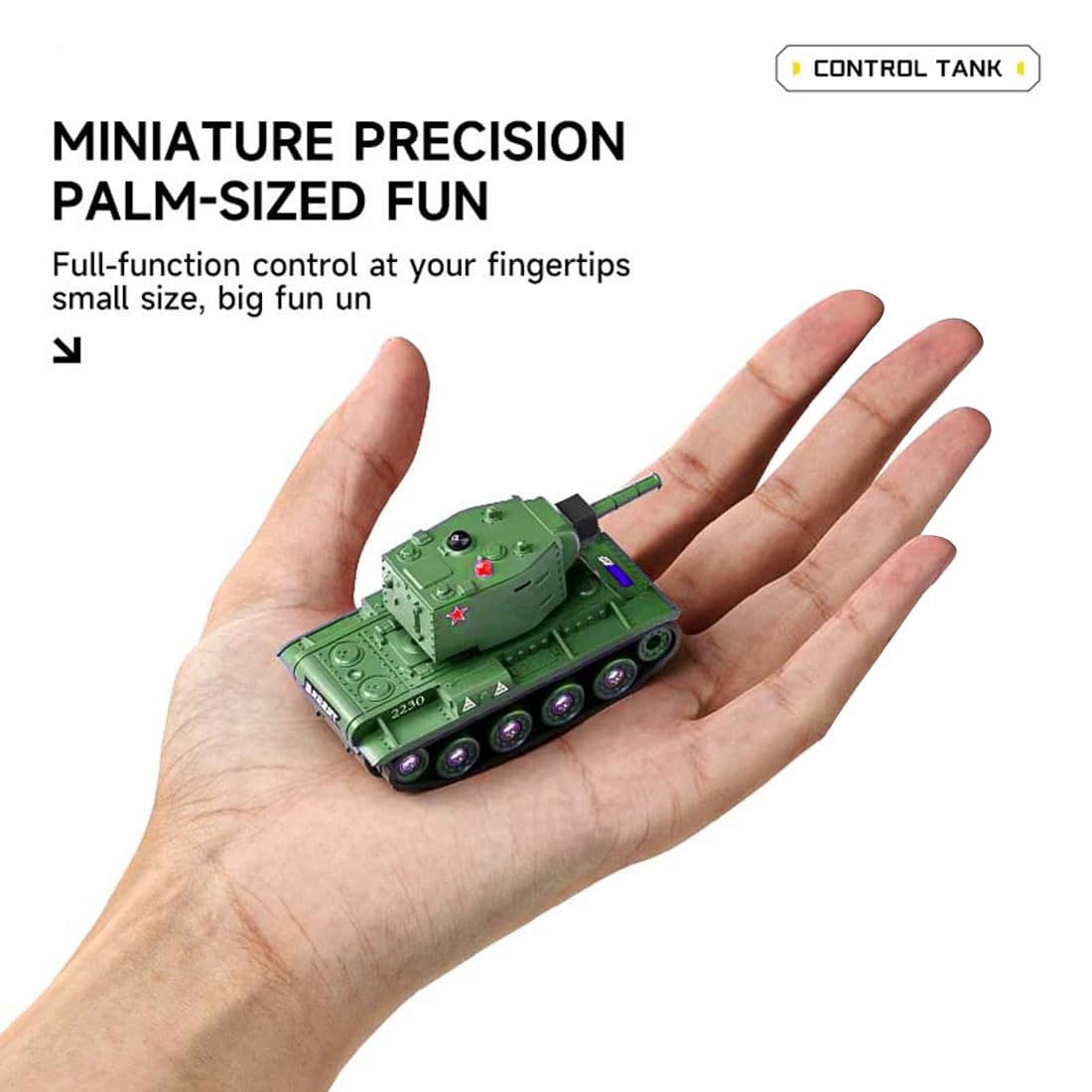 Carri armati RC, scala 1/64 2.4G Mini RC Battle Tank Model con modalità di combattimento a infrarossi, torretta rotante e guida a pista, regali modello di veicoli militari (RTR)