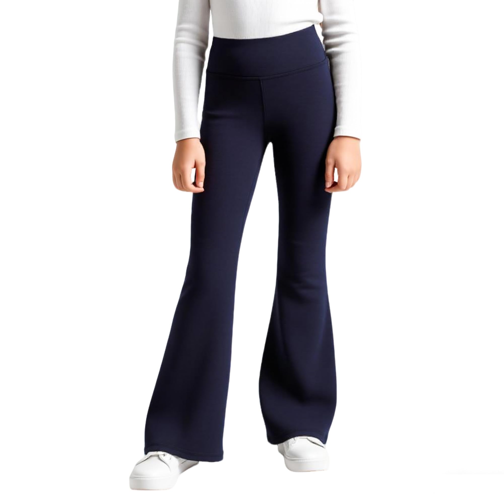 Dziewczęce legginsy z podszewką polarową, miękkie termiczne legginsy dzwony, wysoka talia elastyczne spodnie na co dzień spodnie Bootcut legginsy dziecięce odzież sportowa 5-12 lat