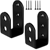 2x4 Door Barricade Bracket Heavy Duty Open Bar Security Holder Bracket Security Bar Door Stopper Fits 2x4 Boards Lumber Door Jammer and Tool Hanger for Your Home Barn Shed Garage Gate (Black-Set2-M2)