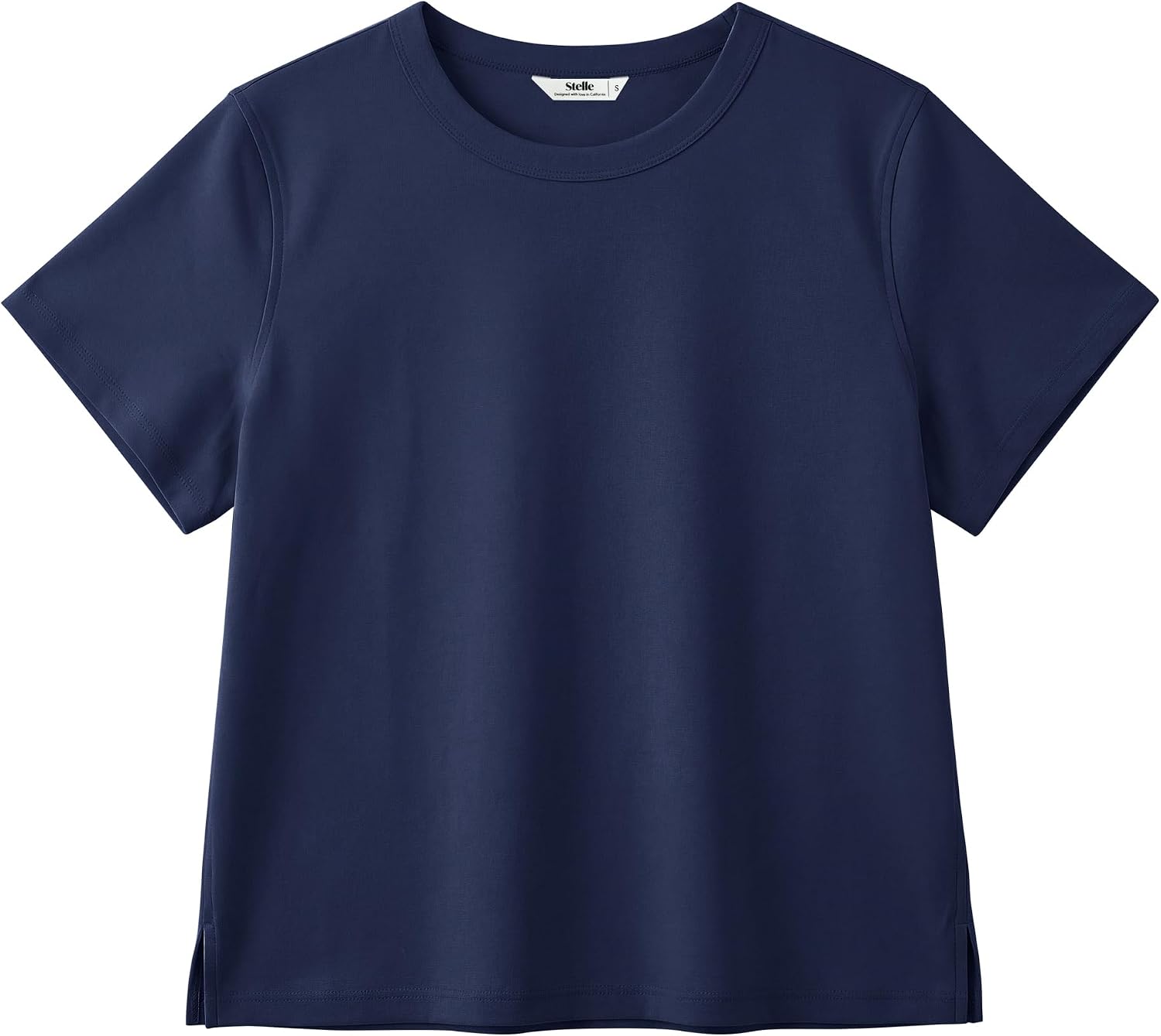 STELLE Women's Cotton T-Shirts Crewneck Short Sleeve Basic Tees Summer Casual Solid Crop Tops