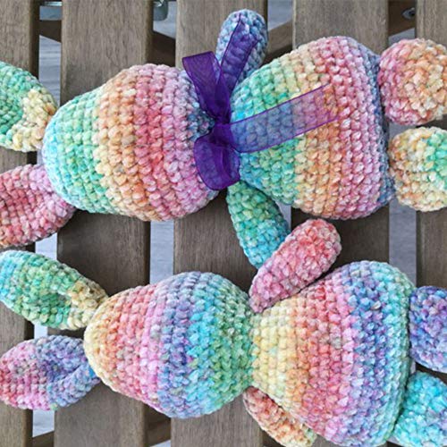 Clisil 300Gram 196Yardx3 Gradient Velvet Yarn Crochet Knitting Dyed Rainbow Velvet Headband Hat Scarf Sweater Pillow Blanket Wrap Diy Soft Luxury Velvet Chenille Yarn Craft Yarn #TOP4