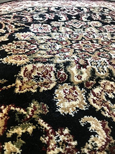 Traditional Persian Oriental Round Area Rug Black Design 603 (5 Feet 3 Inch X 5 Feet 3 Inch ) #TOP4