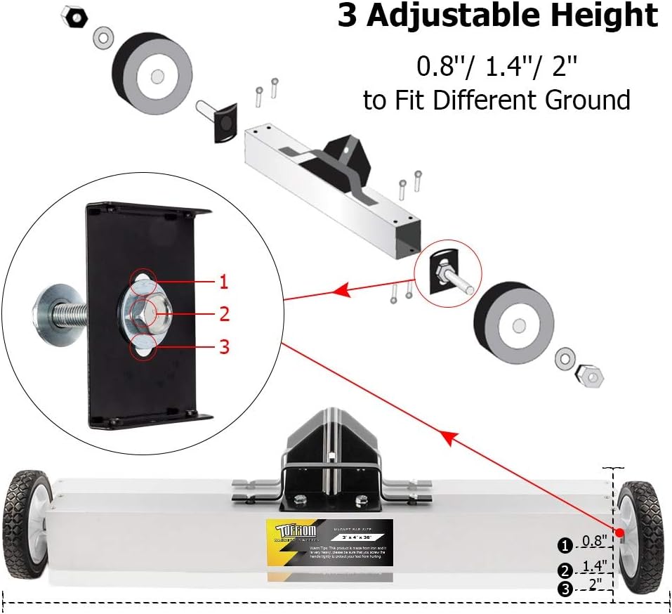 TUFFIOM 36-Inch Rolling Magnetic Pick-Up Sweeper | 30-LBS Capacity, with Quick Release Latch & Adjustable Long Handle, for Nails Needles Screws Collection - - 