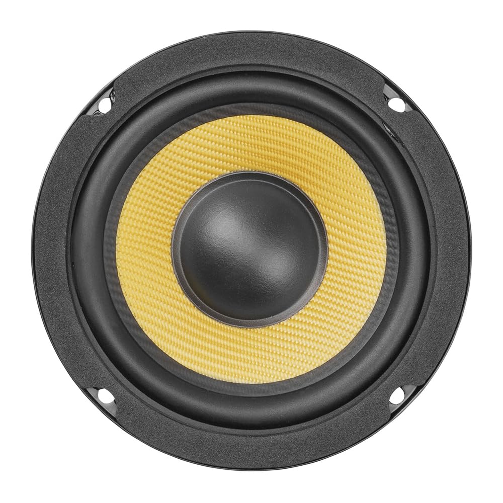 Vonyx WK10 HiFi Breitbandlautsprecher, 4 Zoll Einbaulautsprecher mit Kevlar-Membran, 150W Max, 8 Ohm, hitzebeständige Spule, Ferritmagnet, 92mm Durchmesser, Heimkino Basslautsprecher - Schwarz/Gelb